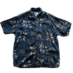 Big Dog's Shirt Men's XL Button Up Floral Dog All Over Print Hawaiian Beach